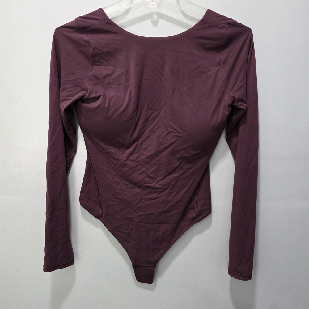 Lululemon Burgundy Long Sleeve Padded Thong Bodysuit Size M